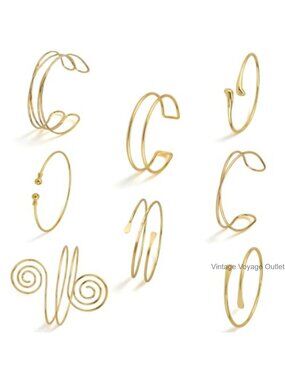 8PCS Adjustable Upper Arm Cuff Bracelets Alloy Boho Festival Jewelry Set